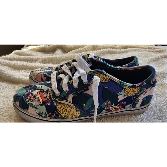 Vans Authentic Low‎ Pro Women’s Size 6 M Tropical Flowers Parrot Canvas Sneakers - Picture 3 of 6